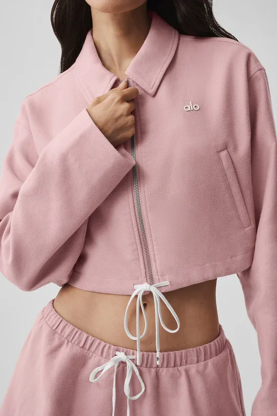 Cropped Fan Favorite Full Zip Jacket - Vintage Pink