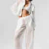 Cropped Game Time Full Zip Jacket - White
