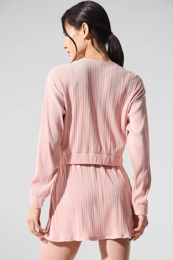 Cropped Micro Plisse Jacket - Pink Quartz