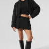 Cropped Mountain Peak Full-Zip Hoodie - Black