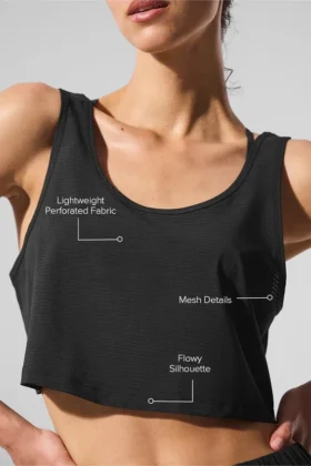 Cropped Sport Star Tank – Black