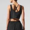 Cropped Sport Star Tank - Black