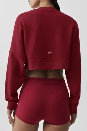 Cropped Sway Crew Neck Pullover – Summer Romance Red