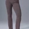 Denim Knit High-Waist Flare Pant - Raisinette/Black