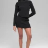 Denim Knit High-Waist Skirt - Black/Anthracite