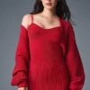 Denim Knit Mini Dress - Bold Red/Dark Bold Red