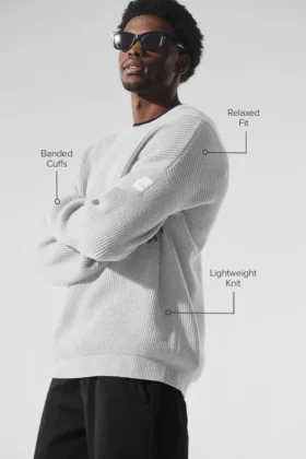 Domain Rib Knit Crew Sweater – Athletic Heather Grey