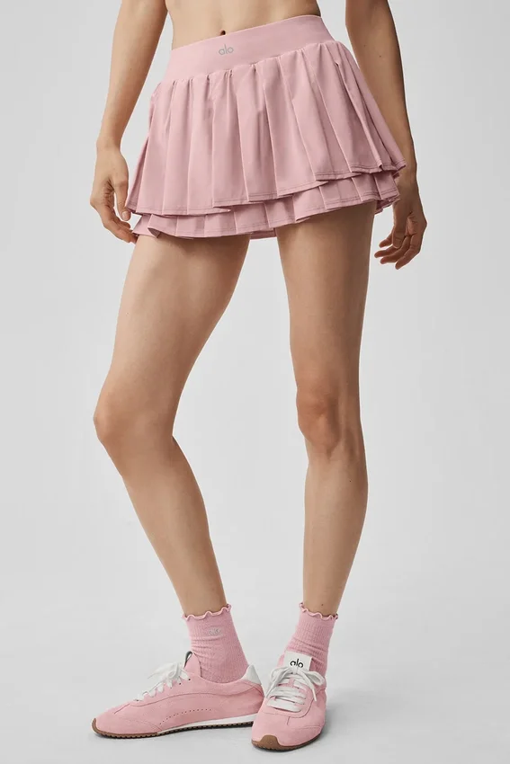 Double or Nothing Tennis Skirt - Vintage Pink