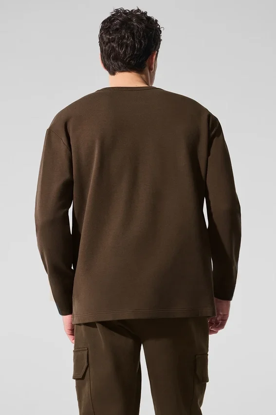 Double Take Long Sleeve Crew - Espresso