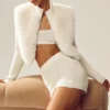Faux Fur Cashmere Northstar Full Zip - Ivory