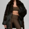 Faux Fur Starstruck Coat - Midnight Brown/Black