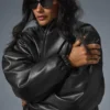 Faux Leather Premier Bomber - Black