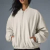 Faux Leather Premier Bomber - Bone