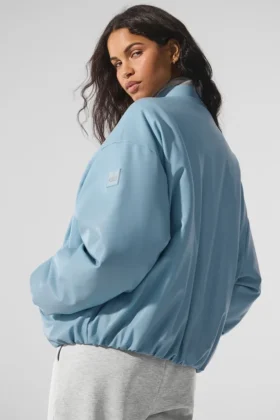 Faux Leather Premier Bomber – Celestial Blue
