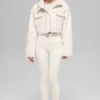 Faux Shearling Snowfall Cropped Jacket - Ivory