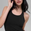 Goddess Ribbed Go-To Tank - Black