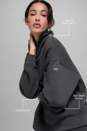Hazy Mock Neck Pullover – Anthracite