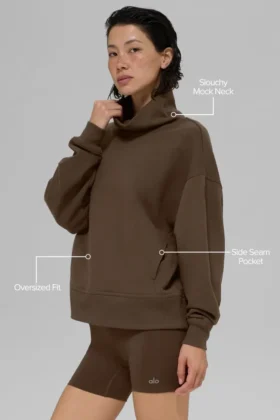 Hazy Mock Neck Pullover – Espresso