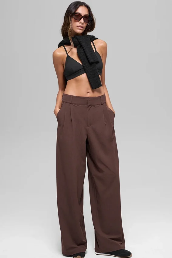 High-Waist Dreamscape Trouser (Long) - Brownstone