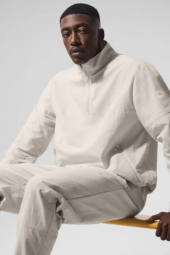 Light Weight Takeaway Track Pullover - Bone