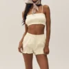 Linen Blend Riviera Bloomer Short - Sandy Beige