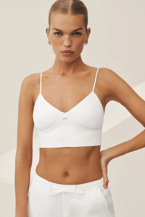 Linen Blend Riviera Bra - White