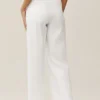 Linen Blend Riviera Wide Leg Pant - White
