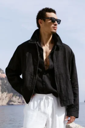 Linen Days Full Zip Jacket - Black