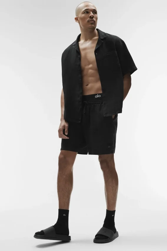 Linen Days Short Sleeve Button up - Black