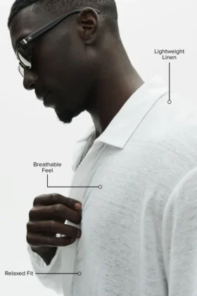 Linen Jersey Coastal Long Sleeve Pullover – White
