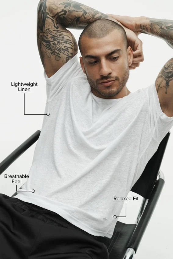 Linen Jersey Coastal Short Sleeve Tee - White