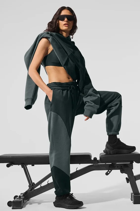 Make Waves Sweatpant - Charcoal Green Tonal