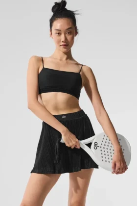 Micro Plisse Game on Bra - Black