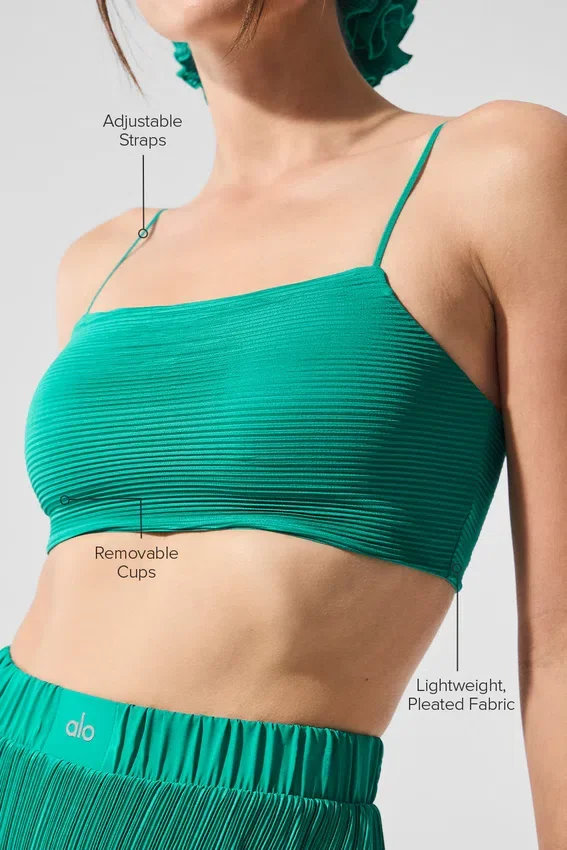 Micro Plisse Game on Bra - Spruce Green