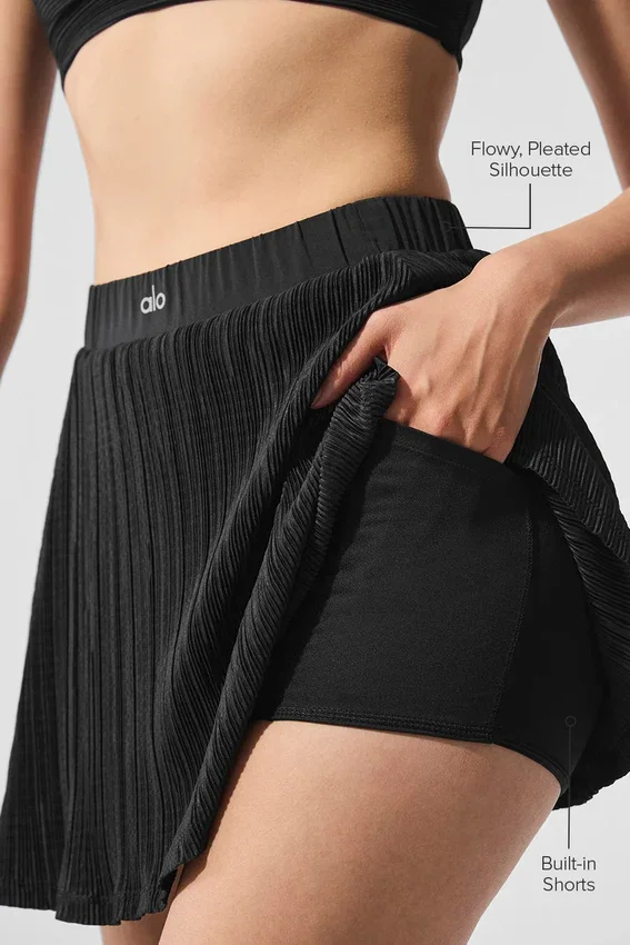 Micro Plisse Tennis Skirt - Black