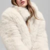 Opulent Faux Fur Cropped Jacket - Ivory