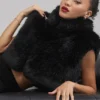 Opulent Faux Fur Cropped Vest - Black
