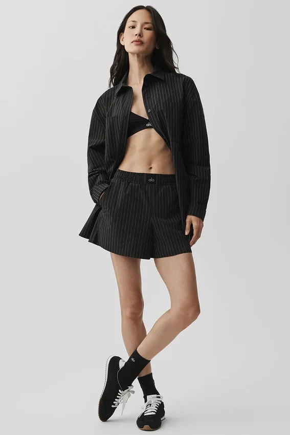 Pinstripe Daylight Button Down Long Sleeve - Black/Titanium