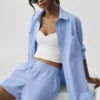 Pinstripe Daylight Button Down Long Sleeve - Light Provence Blue/White