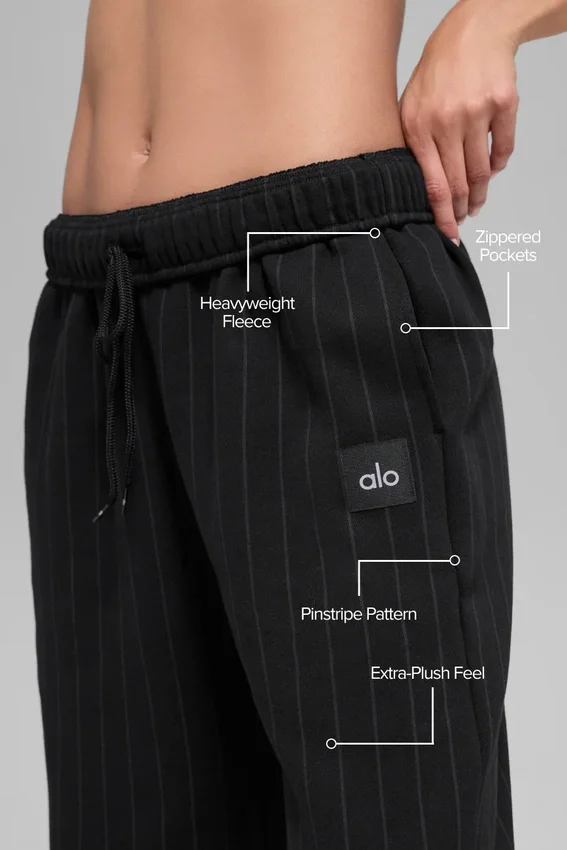 Pinstripe Straight Leg Sweatpant - Black Pinstripe