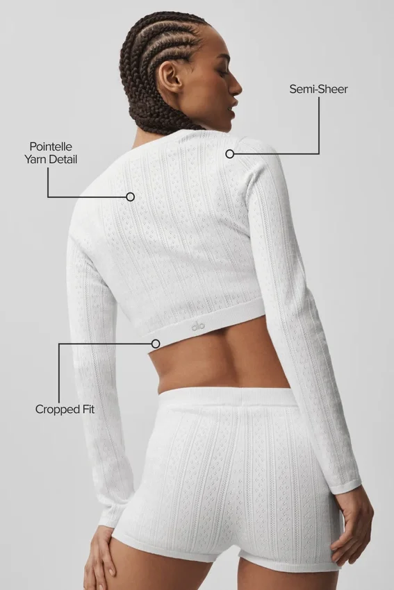 Pointelle Sweater Be Mine Cardigan - Semi Sheer White