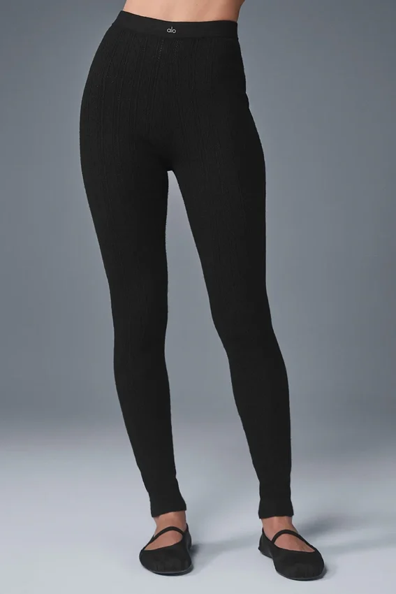Pointelle Sweater High-Waist Be Mine Legging - Black