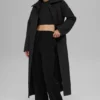 Quilted Skyline Long Coat - Black