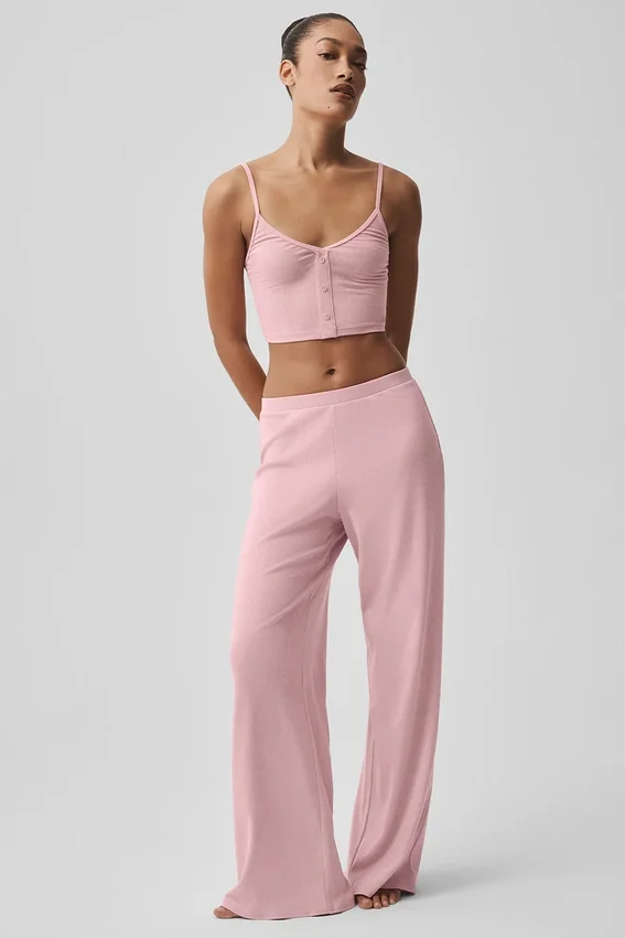Ribbed Delicate Lounge Tank - Vintage Pink