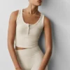 Ribbed Modal Henley Tank - Oatmeal Heather