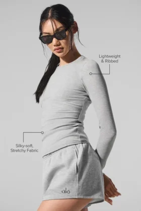 Ribbed Modal Long Sleeve – Athletic Heather Grey