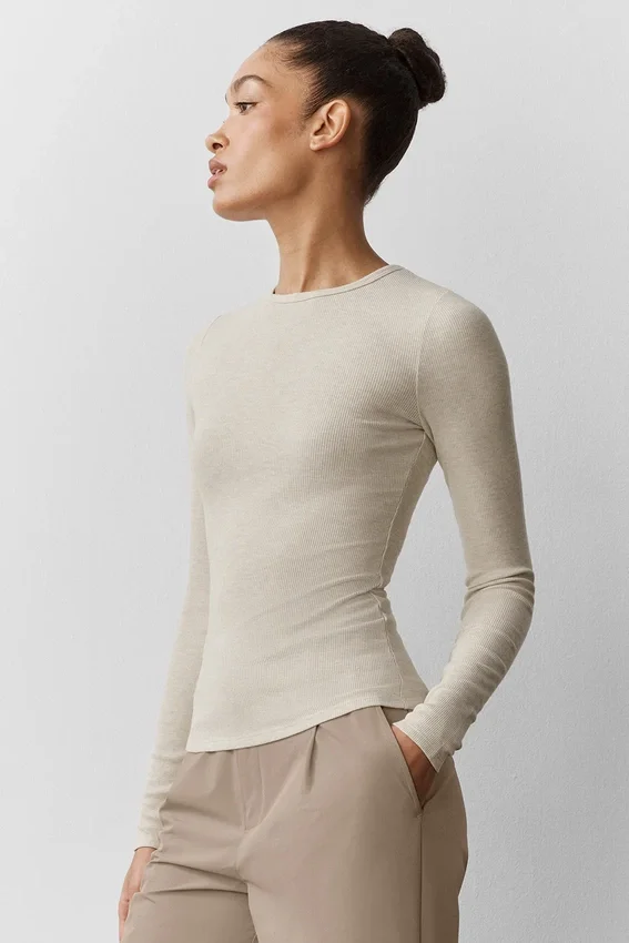 Ribbed Modal Long Sleeve - Oatmeal Heather