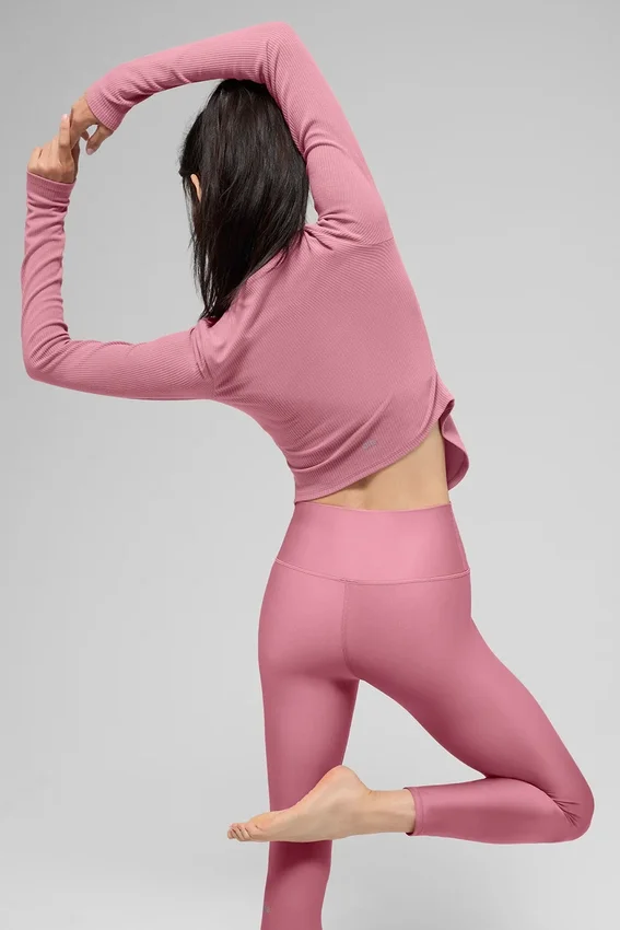 Ribbed Stardust Long Sleeve - Pink Wild Rose