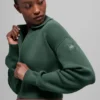 Scholar Knit Cropped Full Zip Jacket - Clover Green