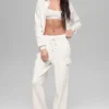 Scholar Knit Cropped Full Zip Jacket - Ivory